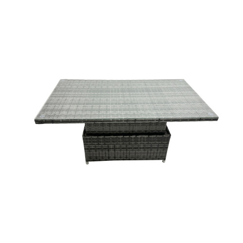 Fimous Fimous Rattan Dining Table Sofa Set with 2 Side Table Big Footstool 8 Seat 2