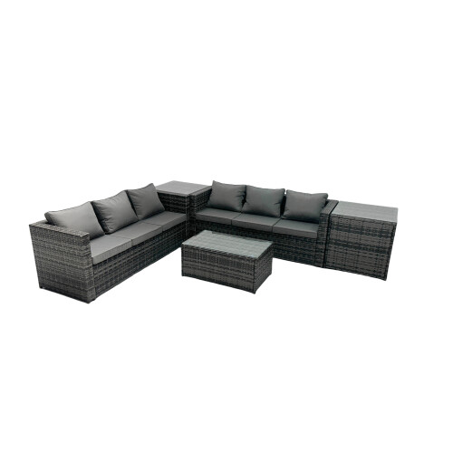 Fimous Fimous 6-seater Patio Coffee Table Sofa Set with 2 Side Tables