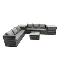 Fimous 6 Seater Patio Lounge Sofa Set with 2 Side Table