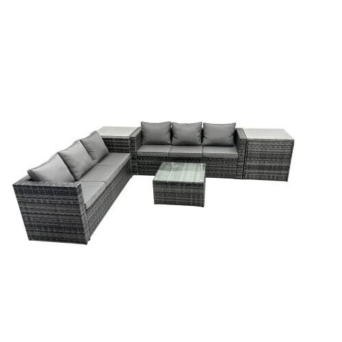 Fimous Fimous 6 Seater Patio Lounge Sofa Set with 2 Side Table