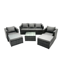 Fimous 7 Seater Patio Lounge Sofa Set with 2 Big Footstool