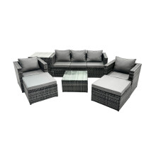 Fimous 7 Seater Patio Lounge Sofa Set with Side Table 2 Big Footstool