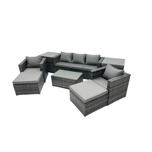 Fimous Fimous Outdoor Coffee Table Sofa Set with 2 Side Tables 2 Big Stools