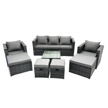 Fimous 9 Seater Patio Lounge Sofa Set with 4 Footstool