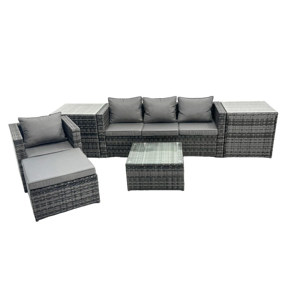Fimous 5 Seater Patio Lounge Sofa Set With Big Footstool