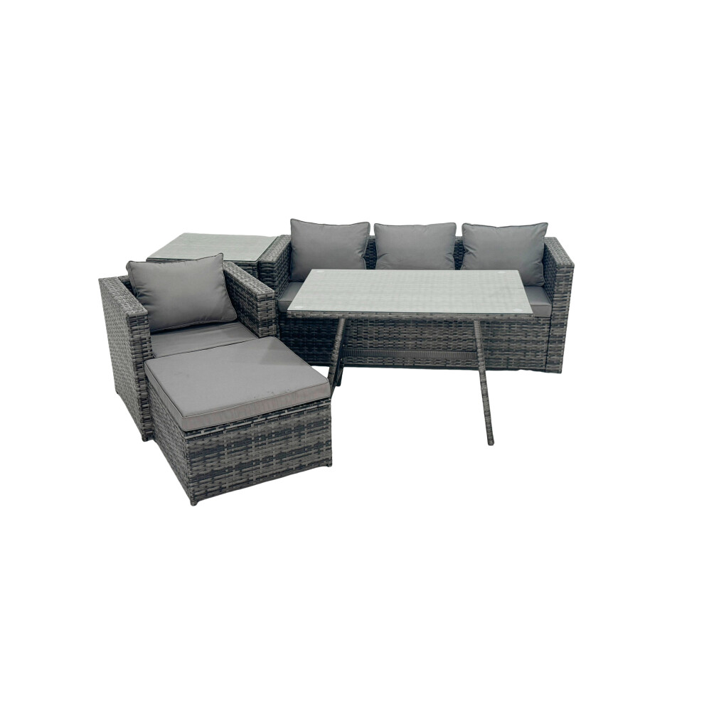 Fimous Rattan Dining Table Sofa Set with Side Table Big Footstool Outdoor-image-OPC-PHRGWHV-NEW