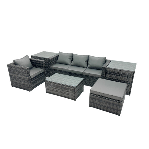 Fimous Fimous Outdoor Coffee Table Sofa Set with Side Table Big Stool 1