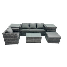 Fimous Outdoor Coffee Table Sofa Set with Side Table Big Stool