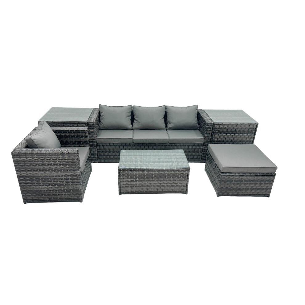 Fimous Outdoor Coffee Table Sofa Set With Side Table Big Stool