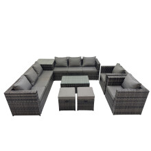 Fimous 10 Seater Garden Outdoor Rattan Furniture Set with 2 Small Stool