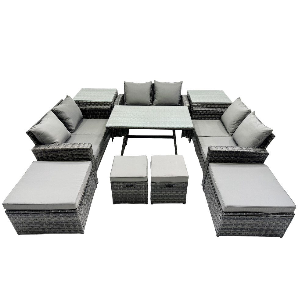 Fimous Unisex Dark Grey Seater Outdoor Table Double Seat Sofa 4 Stools 2 Side Table Set In Size 10 - Image 2
