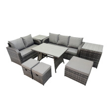 Fimous Garden Rattan Outdoor Furniture Set 8 Seater with 2 Side Table