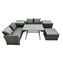 Fimous 5 Seater Outdoor Table Double Seat Sofa Big Stool 2 Side Table Set