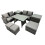 Fimous Fimous 7 Seater Outdoor Table Double Seat Sofa 3 Stools 2 Side Table Set 2