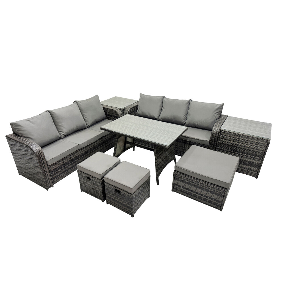 Fimous Garden Rattan Outdoor Furniture Set 9 Seater With 3 Seater Sofa