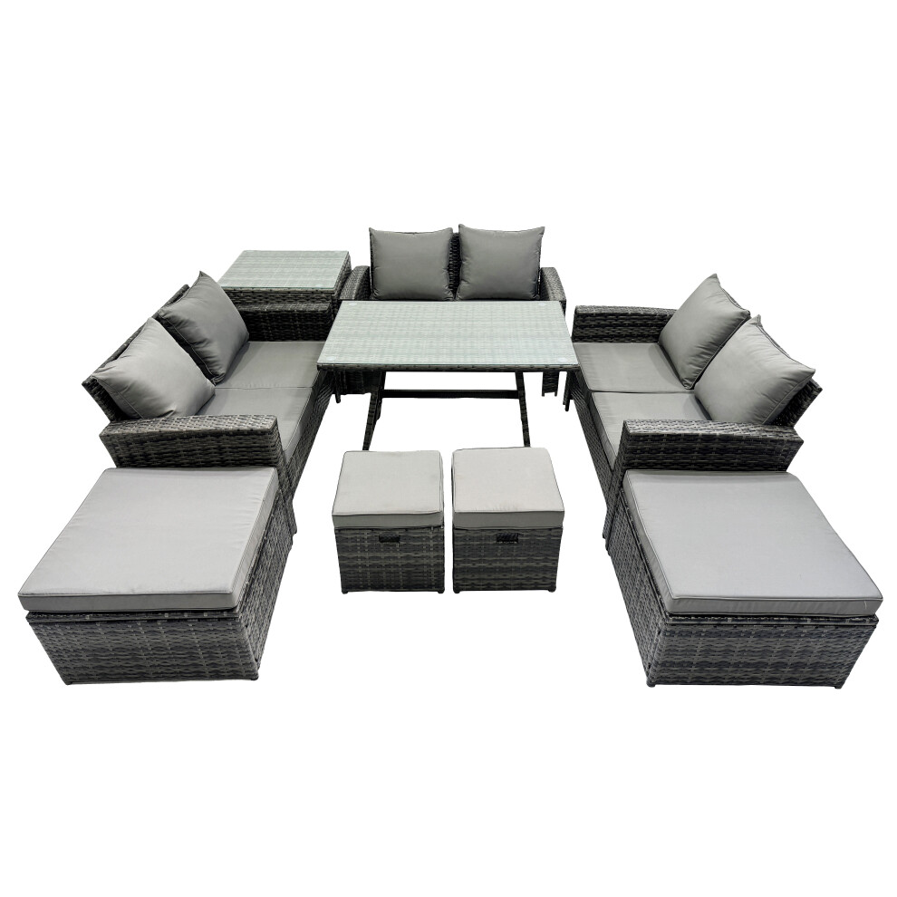 Fimous Unisex Dark Grey Seater Outdoor Table Double Seat Sofa 4 Stools Side Table Set In Size 10 - Image 2