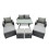 Fimous Fimous 8 Seater Outdoor Dining Table Double Seat Sofa 4 Stools Set 2
