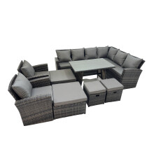 Fimous 12 Seater Garden Outdoor Rattan Furniture Set Dark Grey