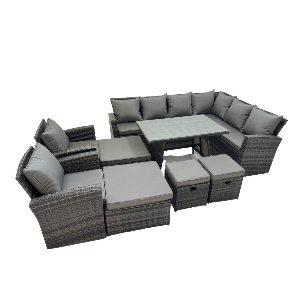 Fimous 12 Seater Garden Outdoor Rattan Furniture Set Dark Grey