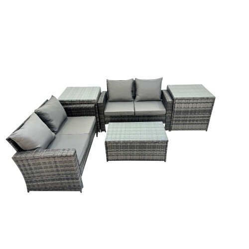 Fimous Fimous Lounge Double Seat Sofa Coffee Table Set with 2 Side Table