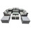 Fimous Fimous Lounge Double Seat Sofa Coffee Table Set with 2 Side Tables 4 Stool 1