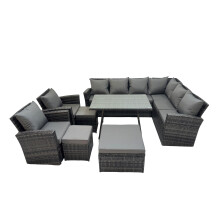 Fimous 11 Seater Garden Outdoor Rattan Furniture Set Dark Grey