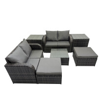 Fimous Love Sofa Square Coffee Table Set with 2 Side Table 2 Big Stools