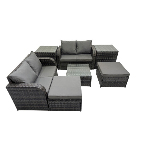 Fimous Fimous Love Sofa Square Coffee Table Set with 2 Side Table 2 Big Stools