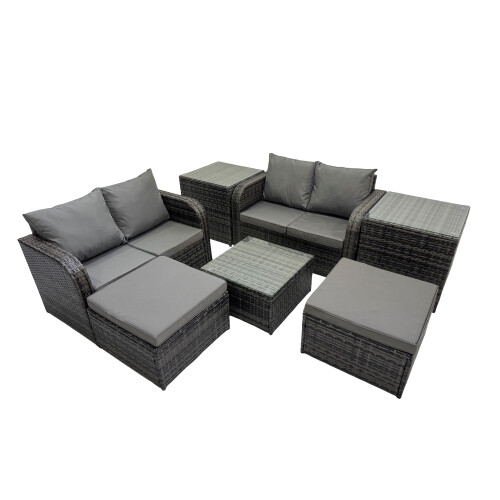 Fimous Fimous Love Sofa Square Coffee Table Set with 2 Side Table 2 Big Stools 1