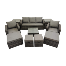 Fimous Garden Outdoor Furniture Set with 2 Side Tables 4 Stools