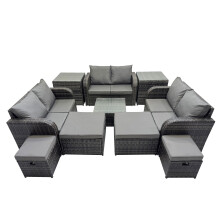 Fimous Love Sofa Square Coffee Table Set with 4 Stools 2 Side Tables