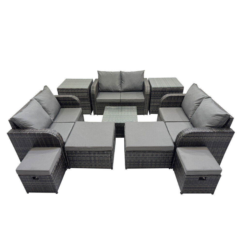 New Fimous Love Sofa Square Coffee Table Set With Stools 2 Side Tables Brown Size 4