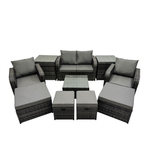 Fimous Fimous Love Sofa Square Coffee Table Set with 4 Stools 2 Side Table