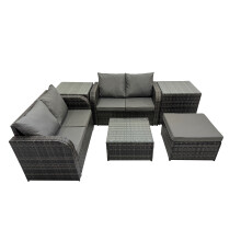 Fimous Love Sofa Square Coffee Table Set with 2 Side Table Big Stool