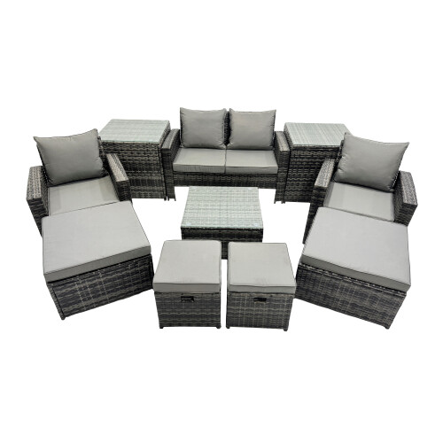 Fimous Fimous Lounge Sofa Coffee Table Set with 2 Side Tables 4 Footstools 1