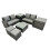 Fimous Fimous Lounge Double Seat Sofa Coffee Table Set with 2 Small Stools 1