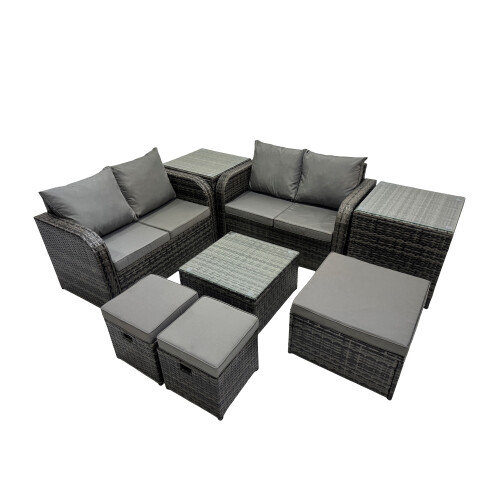 Fimous Fimous Love Sofa Square Coffee Table Set with 2 Side Tables 3 Stools 1