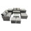 Fimous Fimous Lounge Double Seat Sofa Coffee Table Set with 2 Side Tables 3 Stools 2