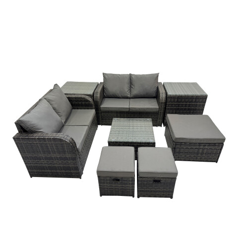 Fimous Fimous Love Sofa Square Coffee Table Set with 2 Side Tables 3 Stools