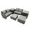 Fimous Fimous Lounge Double Seat Sofa Coffee Table Set with 2 Side Tables Big Stool 1