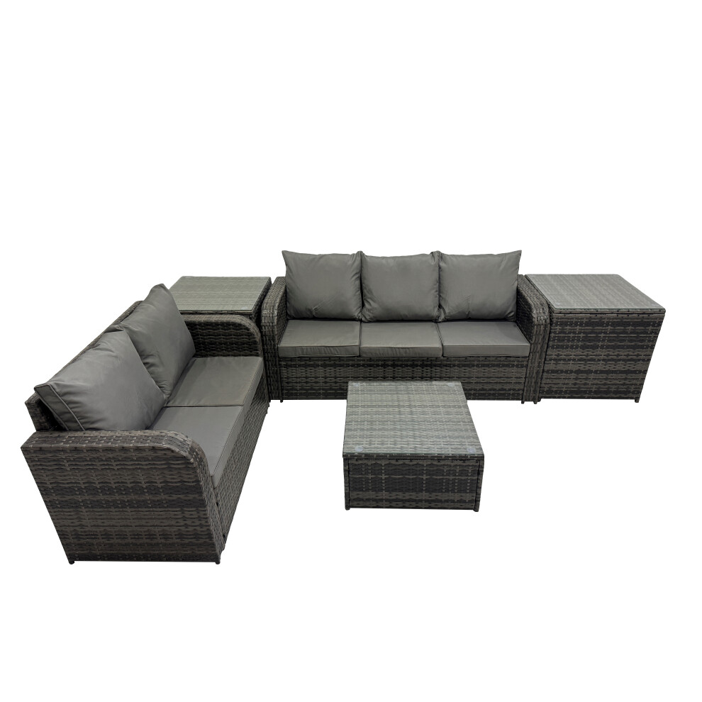New Fimous Love Sofa Square Coffee Table Sets With 2 Side Tables 2 Stools Brown Small