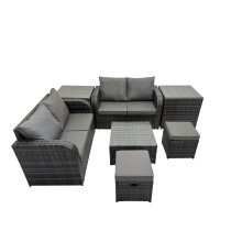 Fimous Love Sofa Square Coffee Table Set with 2 Side Tables 2 Small Stools
