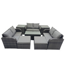 Fimous Garden Outdoor Furniture Set with 2 Side Table 2 Big Footstools