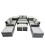 Fimous Fimous Outdoor Love Sofa Set &Oblong Coffee Table 4 Stools 2 Side Table 1