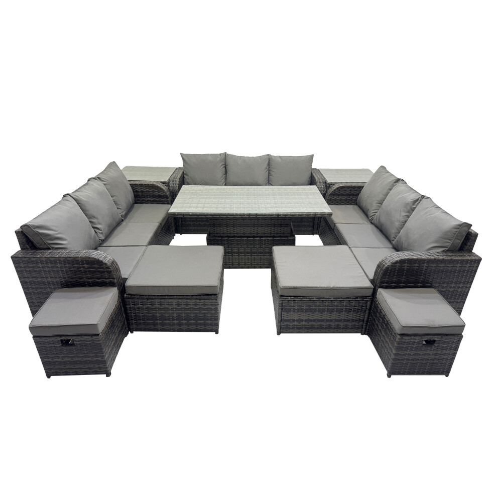 Fimous Rattan Garden Furniture Dining Set 13-seater with 2 Side Tables-image-OPC-PHRGWPF-NEW