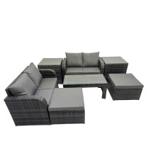 Fimous Garden Outdoor Furniture Set with 2 Side Tables 2 Big Stools