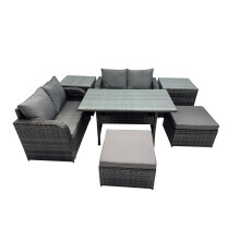 Fimous Outdoor Furniture Love Sofa Sets with 2 Side Table 2 Big Stools