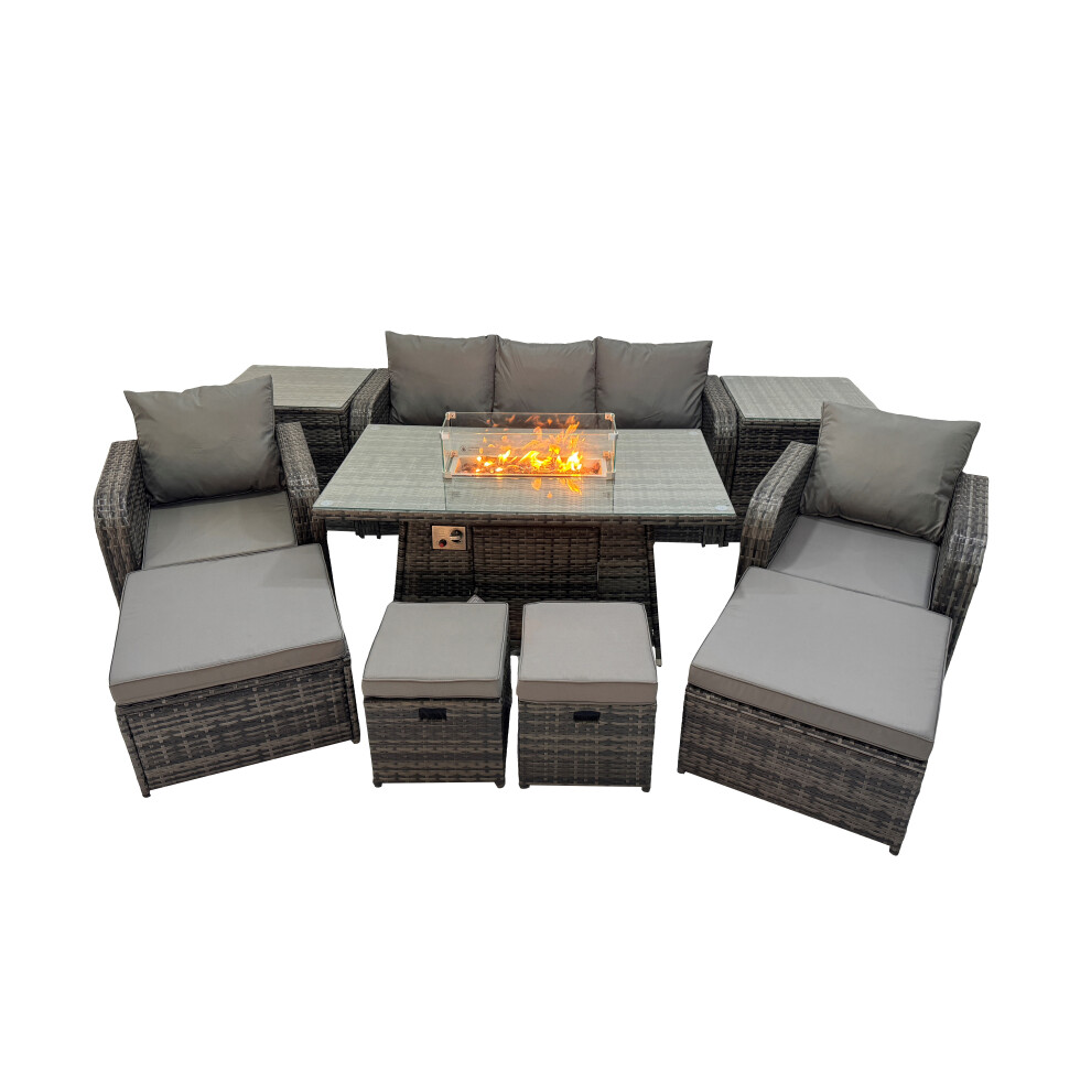Fimous Garden Reclining Chair 3 Seater Sofa With 4 Stools 2 Side Tables
