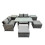 Fimous Fimous 6 Seater Outdoor Table Double Seat Sofa 2 Side Table 2 Big Stools Set 1