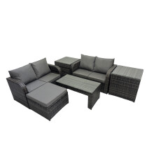 Fimous Garden Outdoor Furniture Set with 2 Side Tables Big Stool